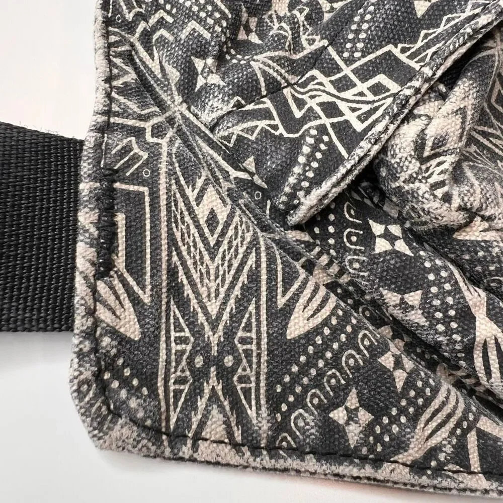 This item is a KAVU Rope Bag with a geometric black and white design